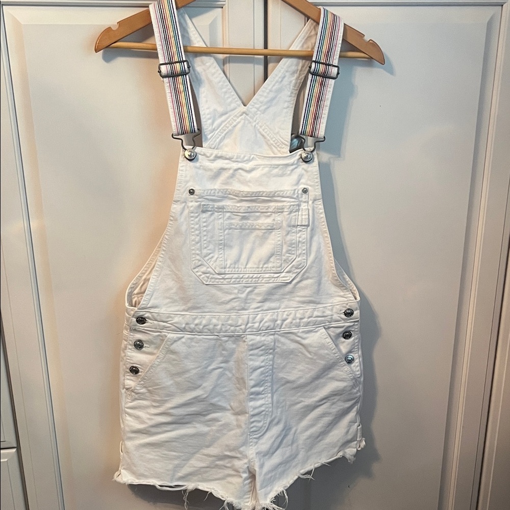 American Eagle Outfitters White Jean Shorts Overalls